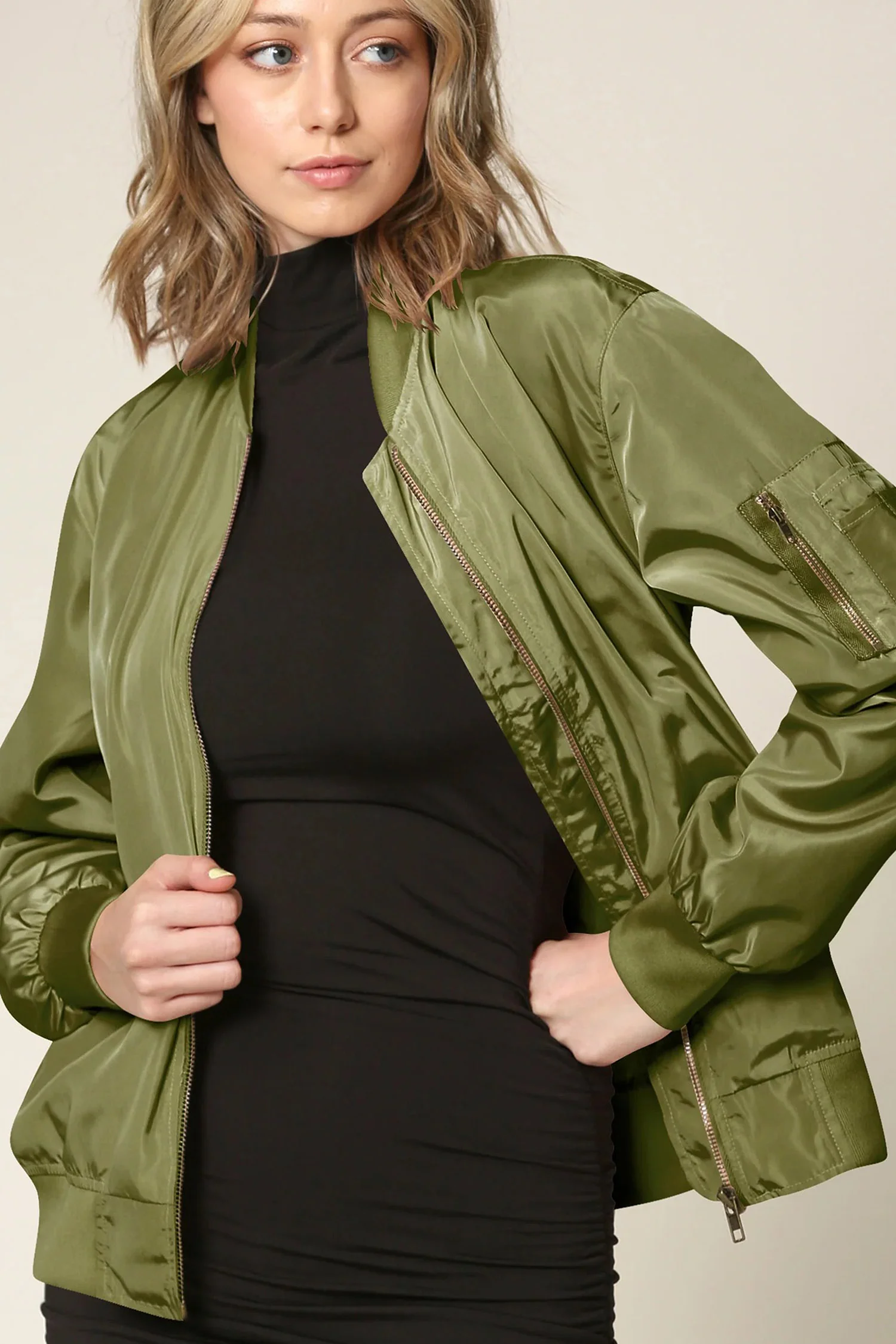 Women's Essential Lightweight Multi Pocket Windbreaker Bomber Jacket - Image 39