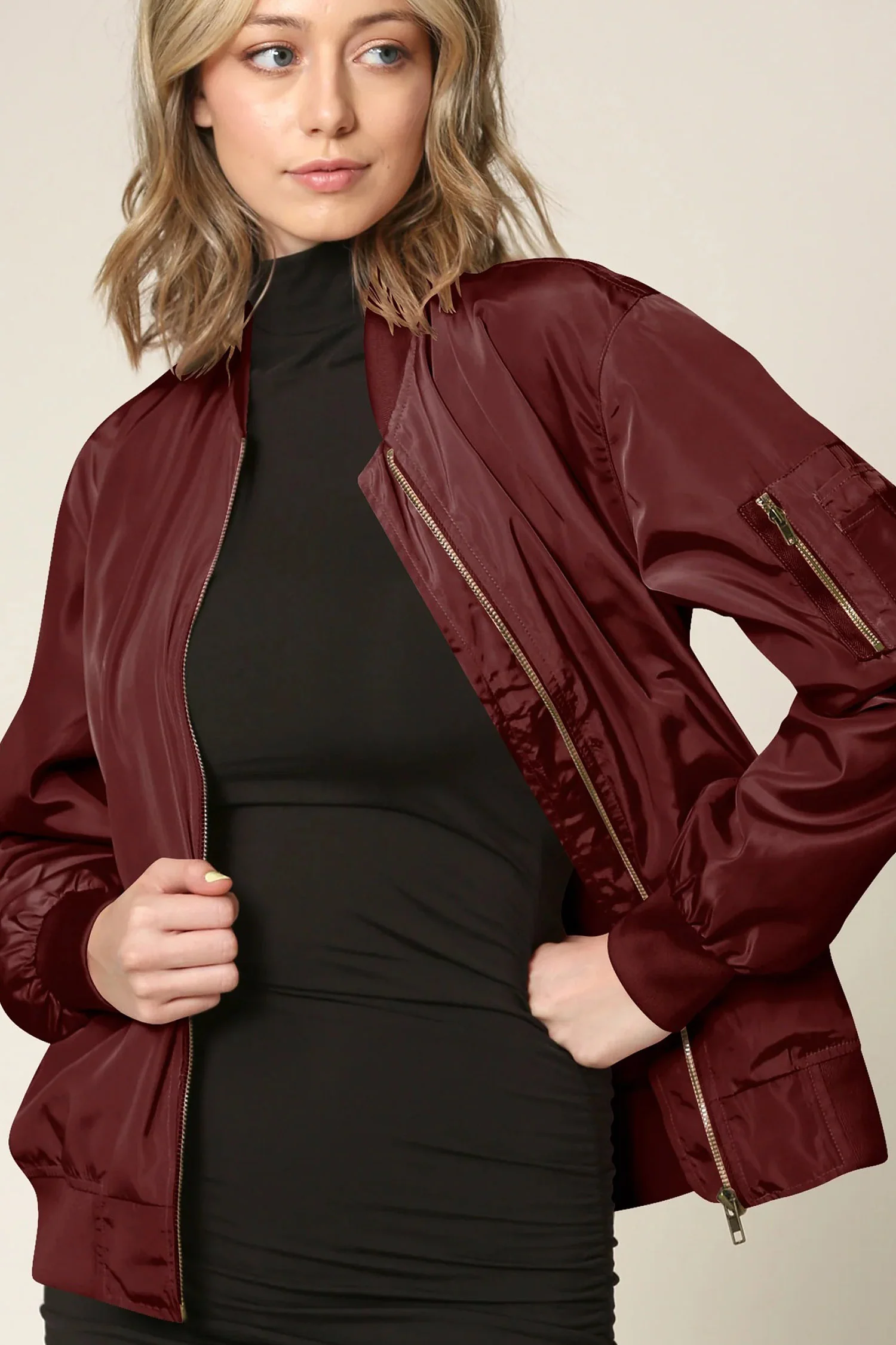 Women's Essential Lightweight Multi Pocket Windbreaker Bomber Jacket - Image 48