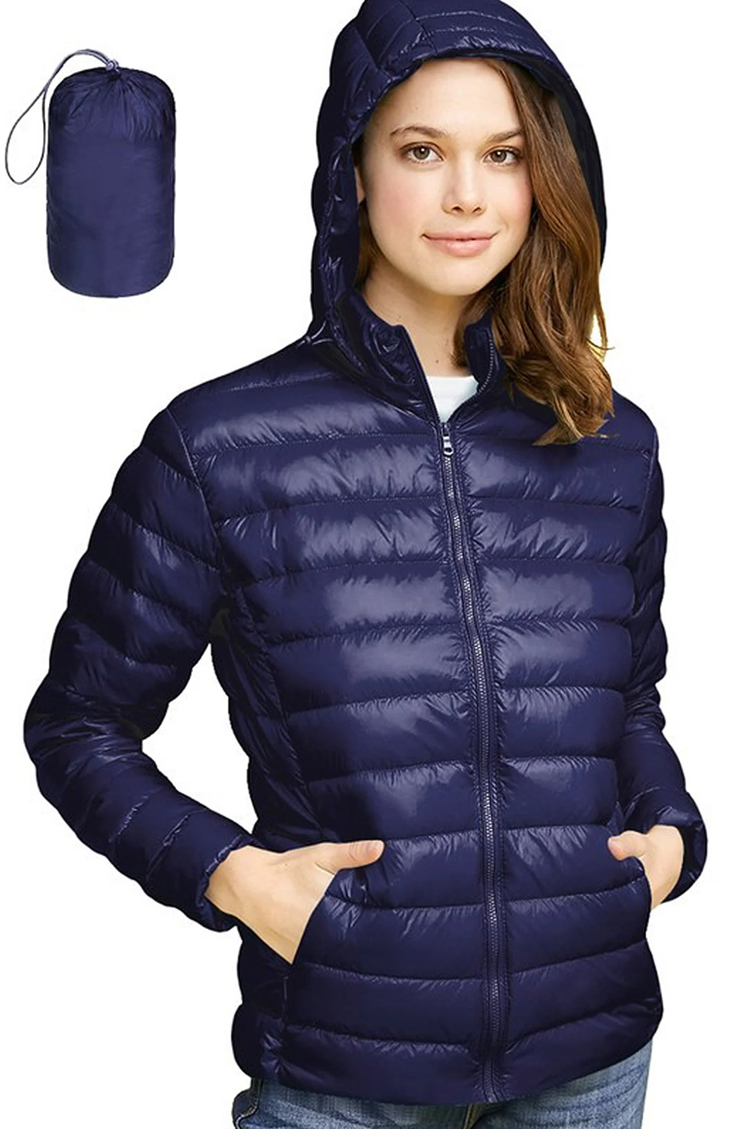 Women's Essential Ultra Light Weight Packable Down Jacket - Image 45