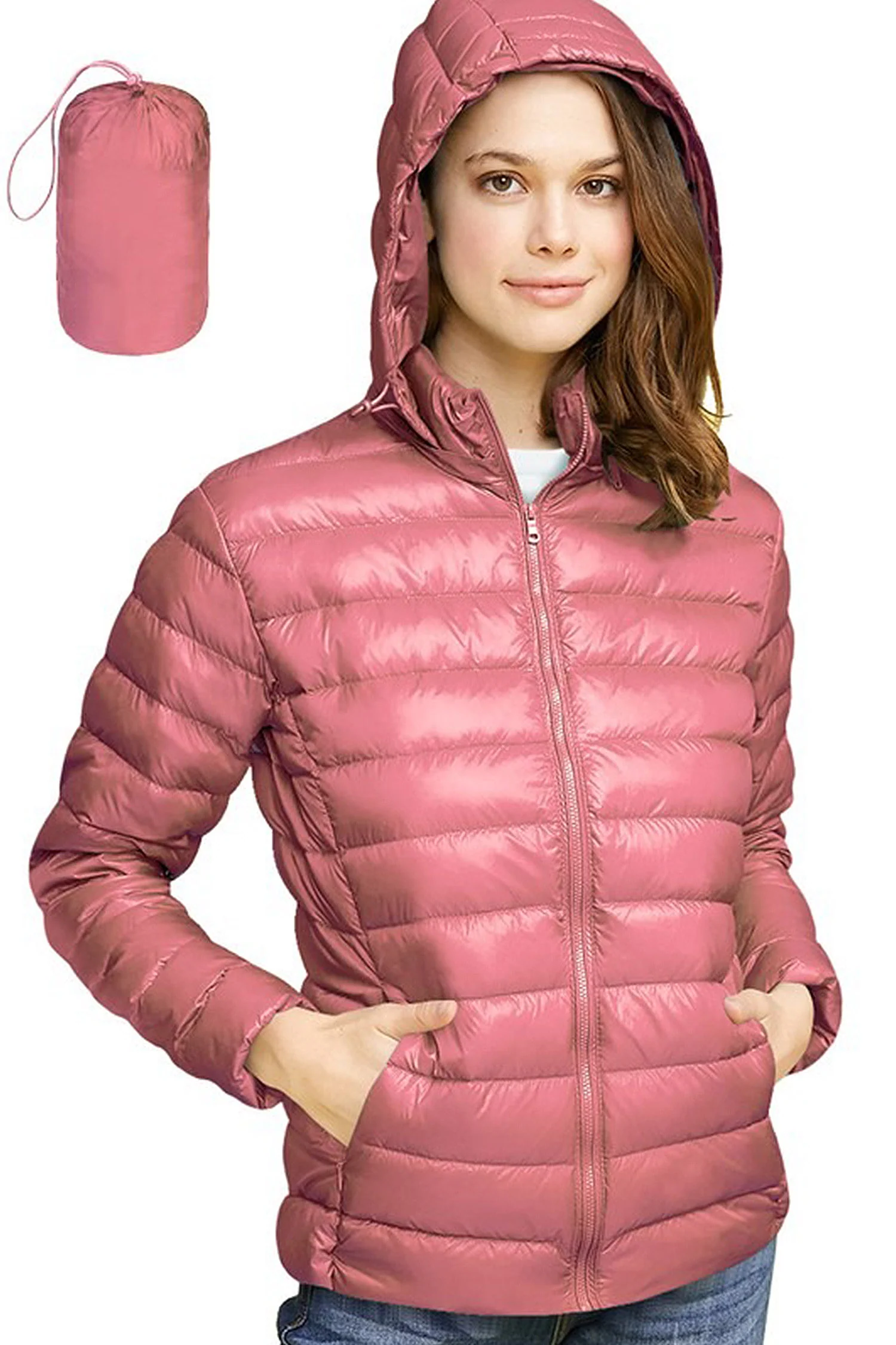 Women's Essential Ultra Light Weight Packable Down Jacket - Image 53