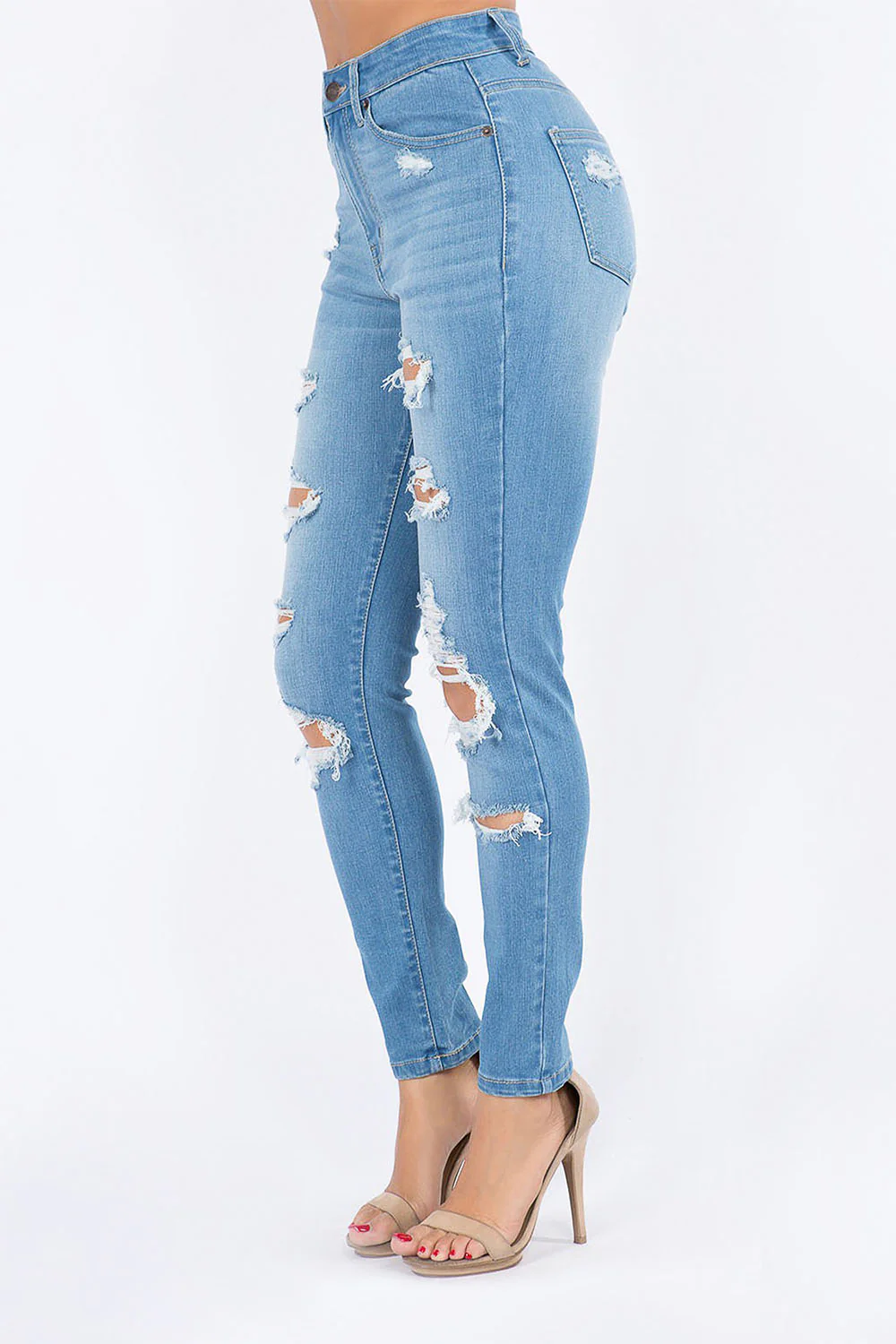 Women's Essential Unreleased Hem High Waist Distressed Skinny Jeans - Image 2