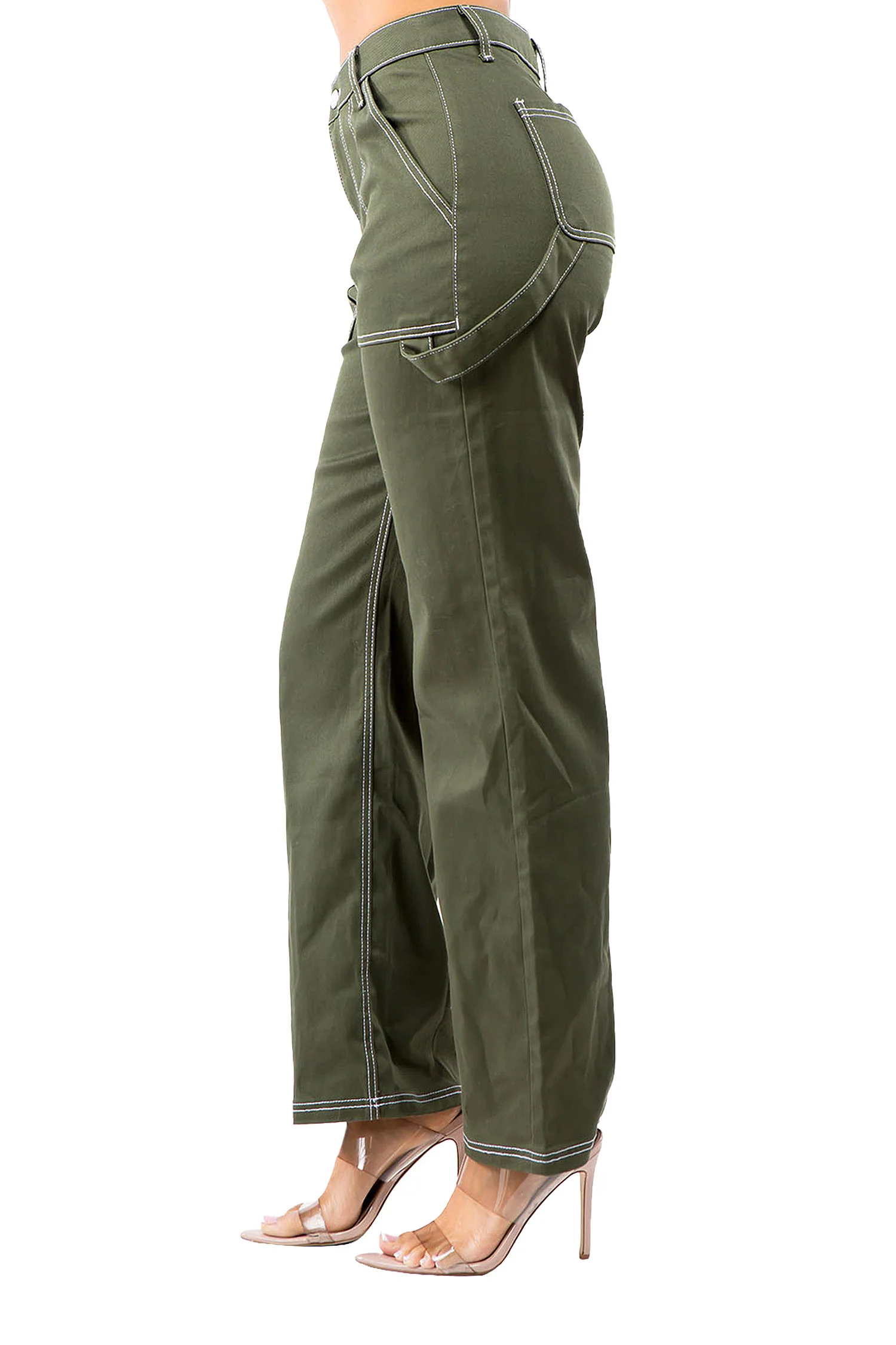 Women's High Rise Carpenter Wide Leg Denim Pants - Image 3