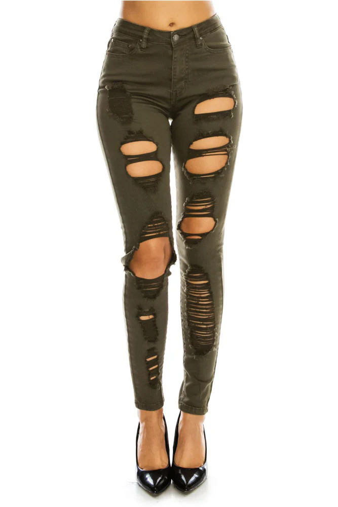 Women's High Rise Destroyed Skinny Jeans - Image 12
