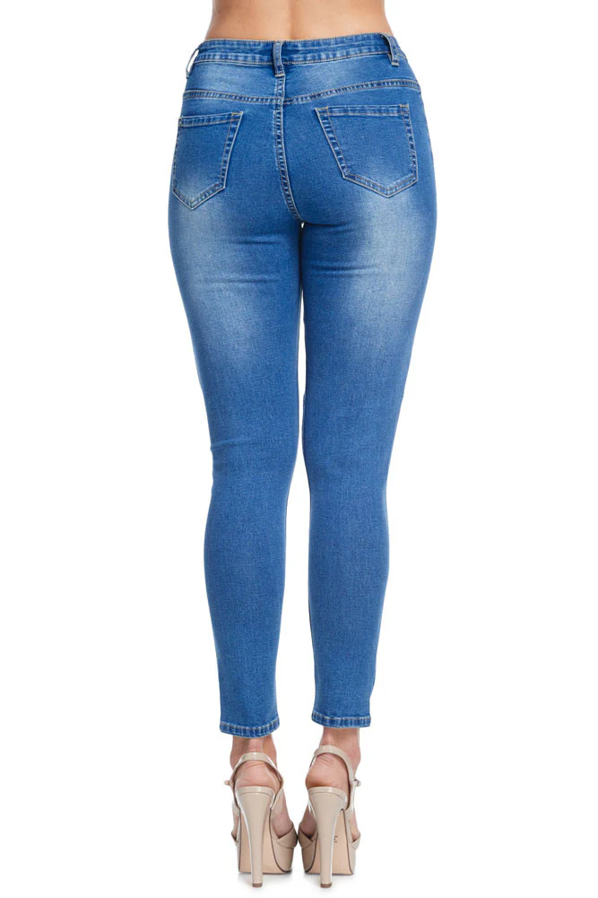 Women's High-Rise Holey Ripped Skinny Jeans - Image 4
