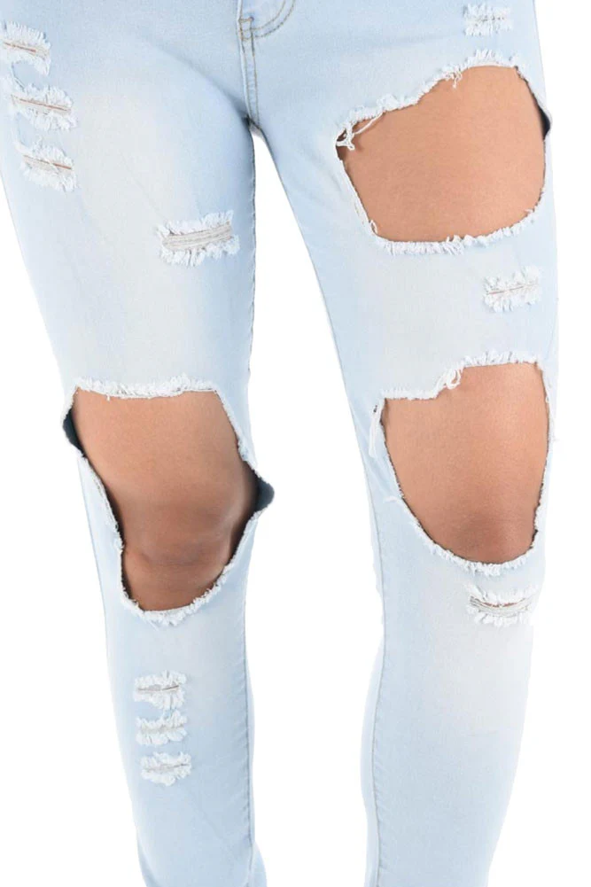 Women's High-Rise Holey Ripped Skinny Jeans - Image 9