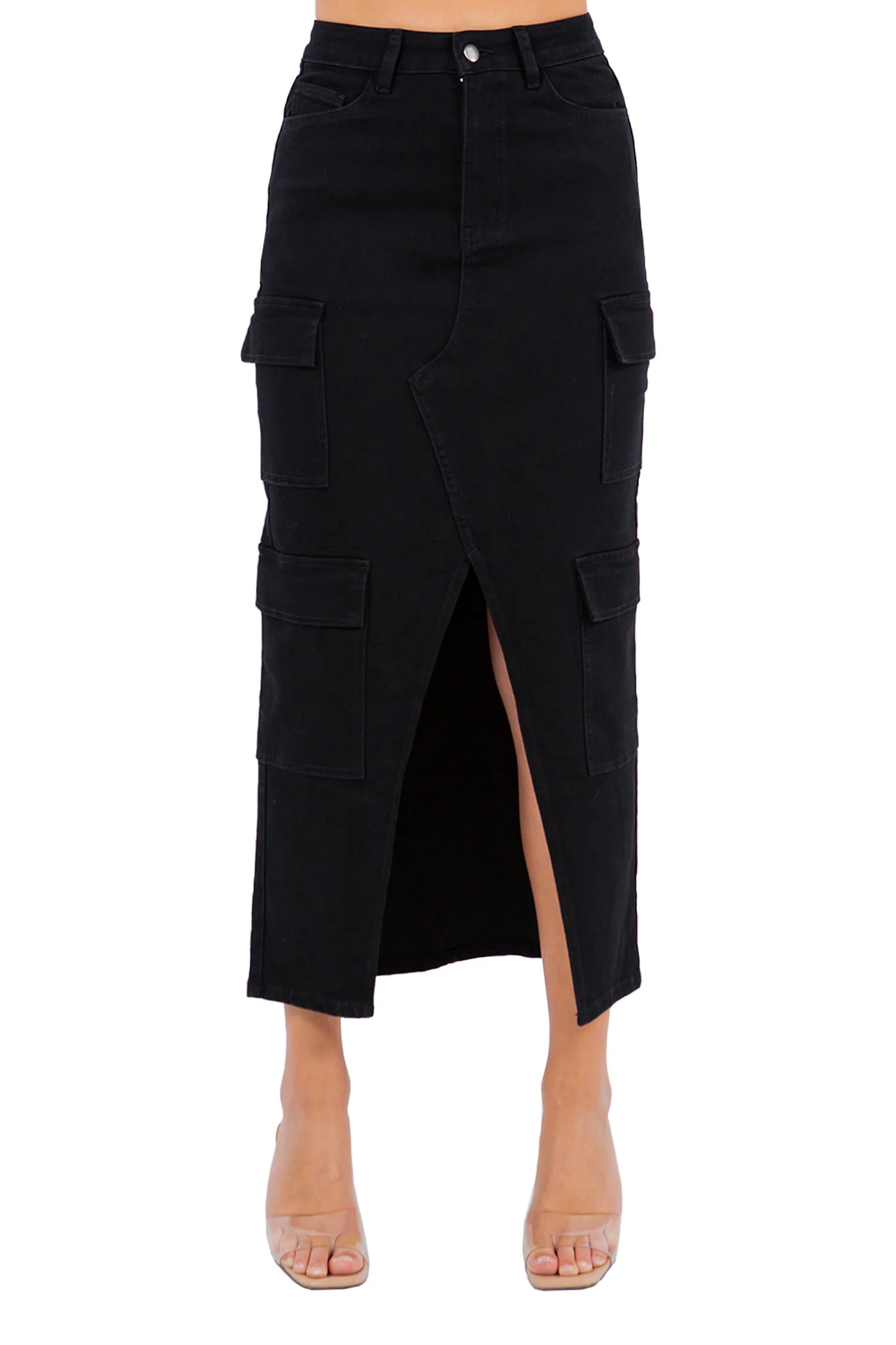 Women's High Waist Denim Cargo Skirt - Image 5