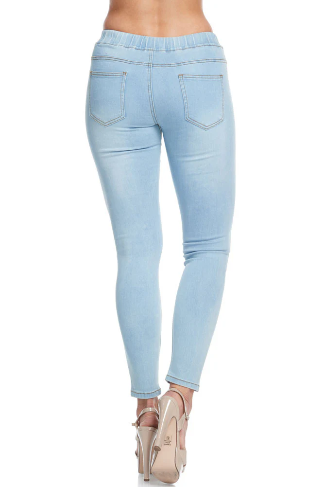 Women's Knee Slit Skinny Denim Joggers - Image 13