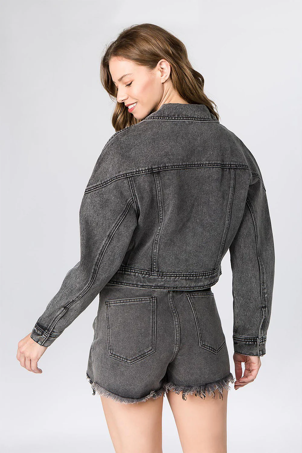 Women's Oversized Moto Biker Denim Jacket - Image 3