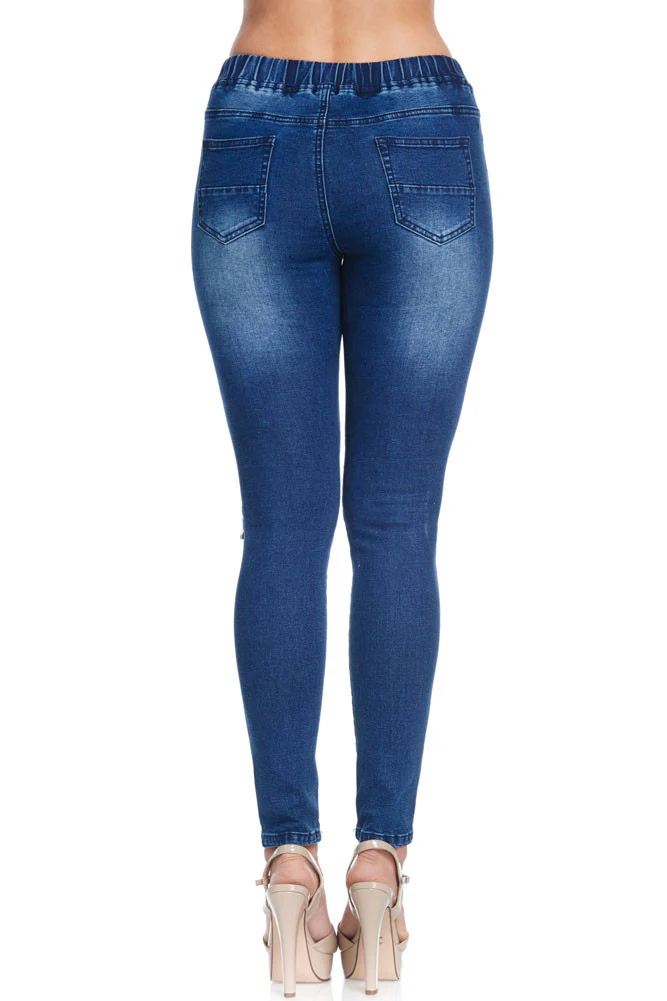 Women's Premium Moto Ripped Skinny Denim Joggers - Image 13