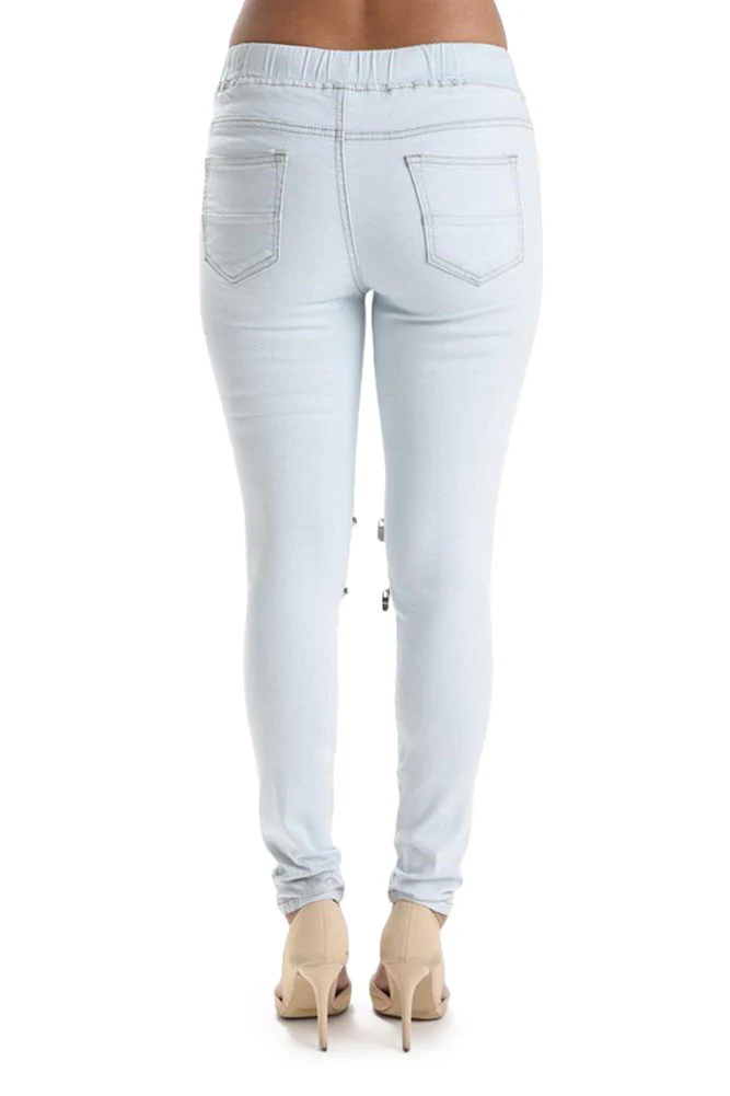 Women's Premium Moto Ripped Skinny Denim Joggers - Image 18