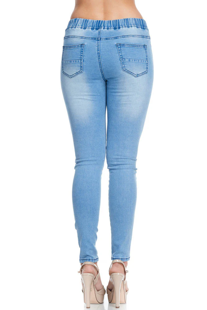 Women's Premium Moto Ripped Skinny Denim Joggers - Image 8