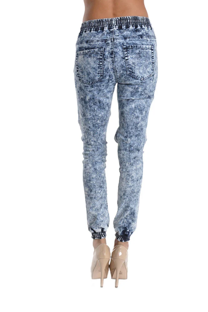 Women's Ripped Acid Wash Jogger Pants - Image 3