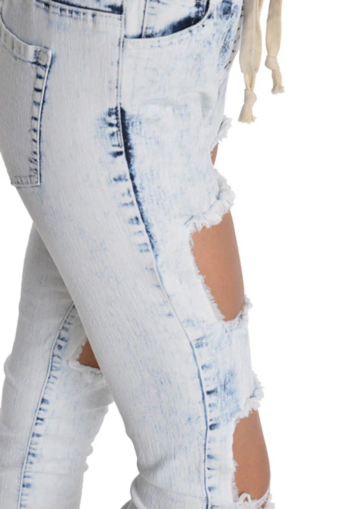 Women's Ripped Acid Wash Jogger Pants - Image 8