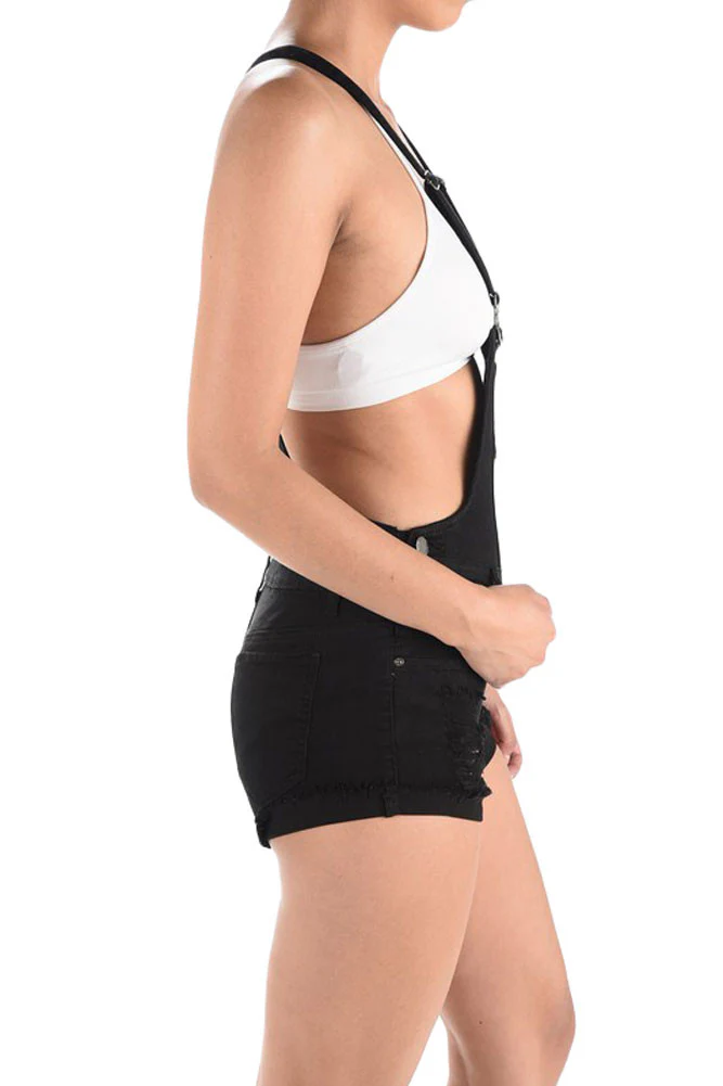 Women's Ripped Cutoff Shorts Overalls - Image 3