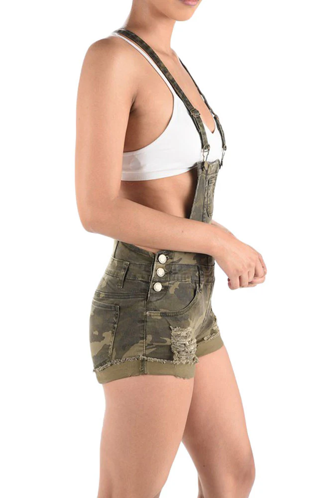 Women's Ripped Cutoff Shorts Overalls - Image 6