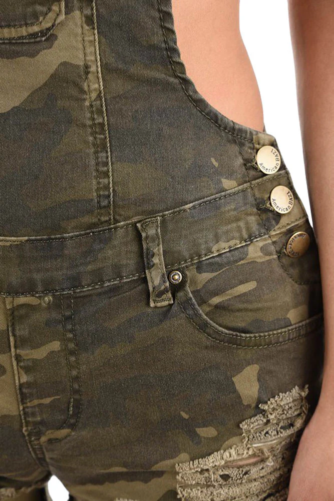 Women's Ripped Cutoff Shorts Overalls - Image 8