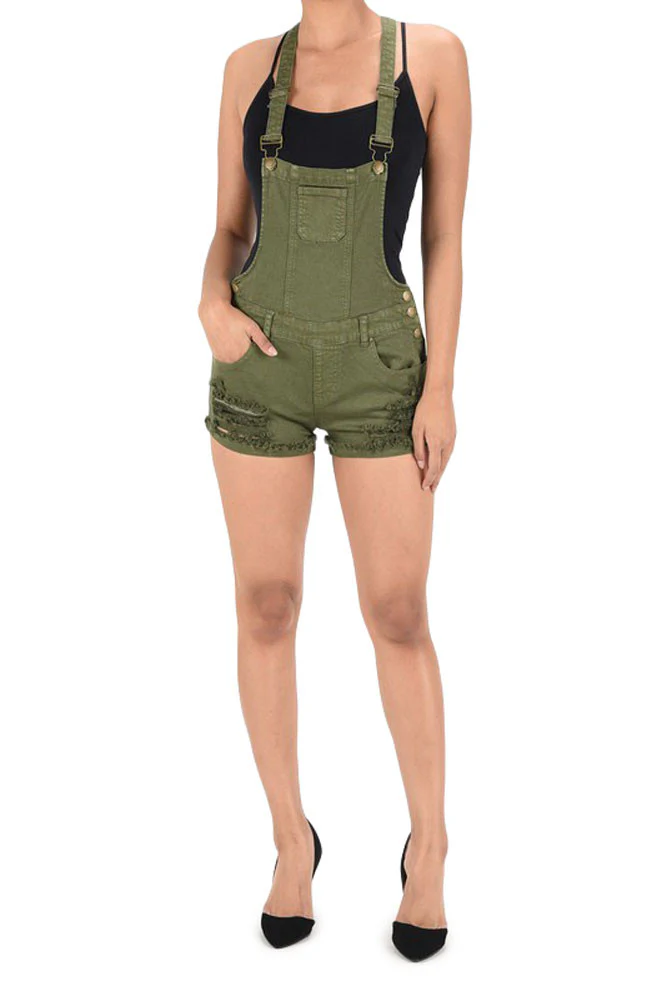 Women's Ripped Cutoff Shorts Overalls - Image 9