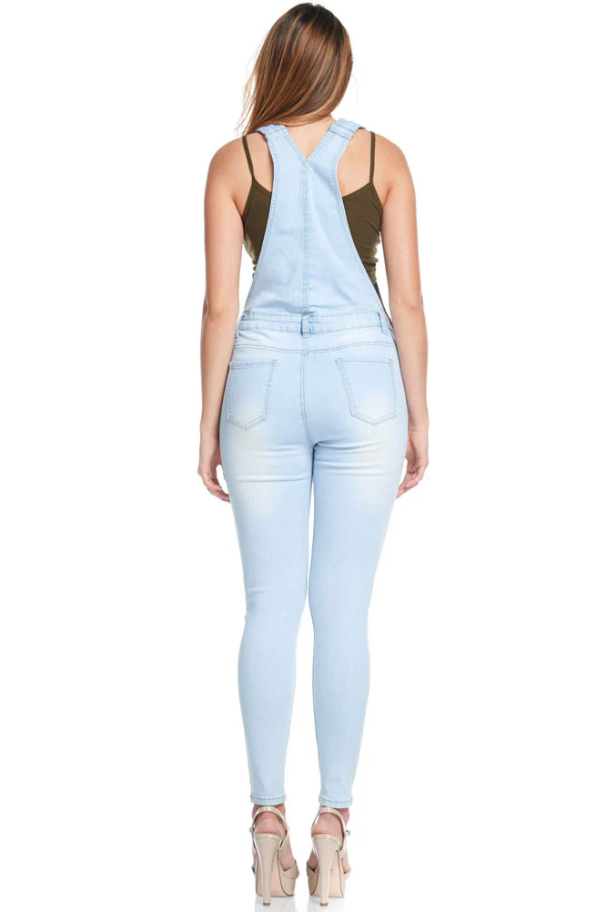 Women's Ripped Up Skinny Overalls - Image 7