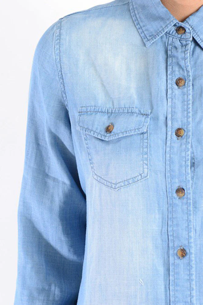 Women's Short Denim Shirtdress - Image 8