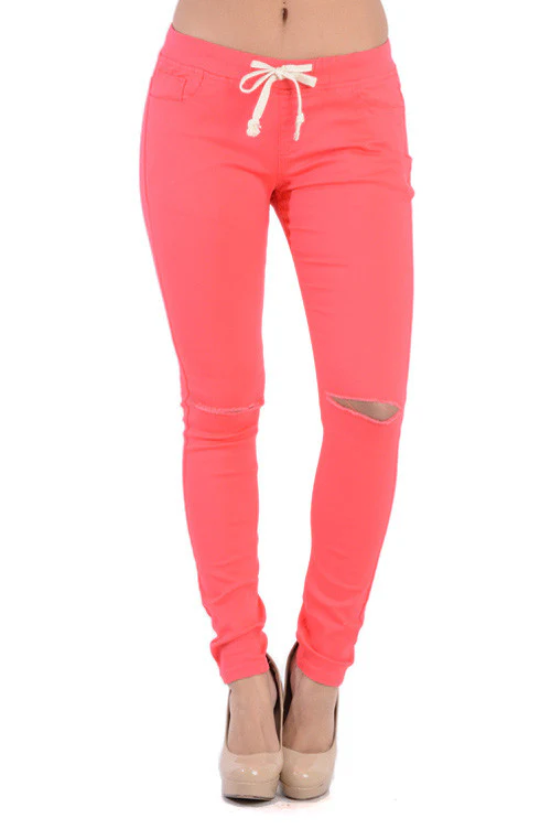 Women's Solid Ripped Skinny Jogger Pants - Image 13