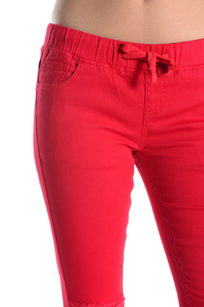 Women's Solid Ripped Skinny Jogger Pants - Image 26