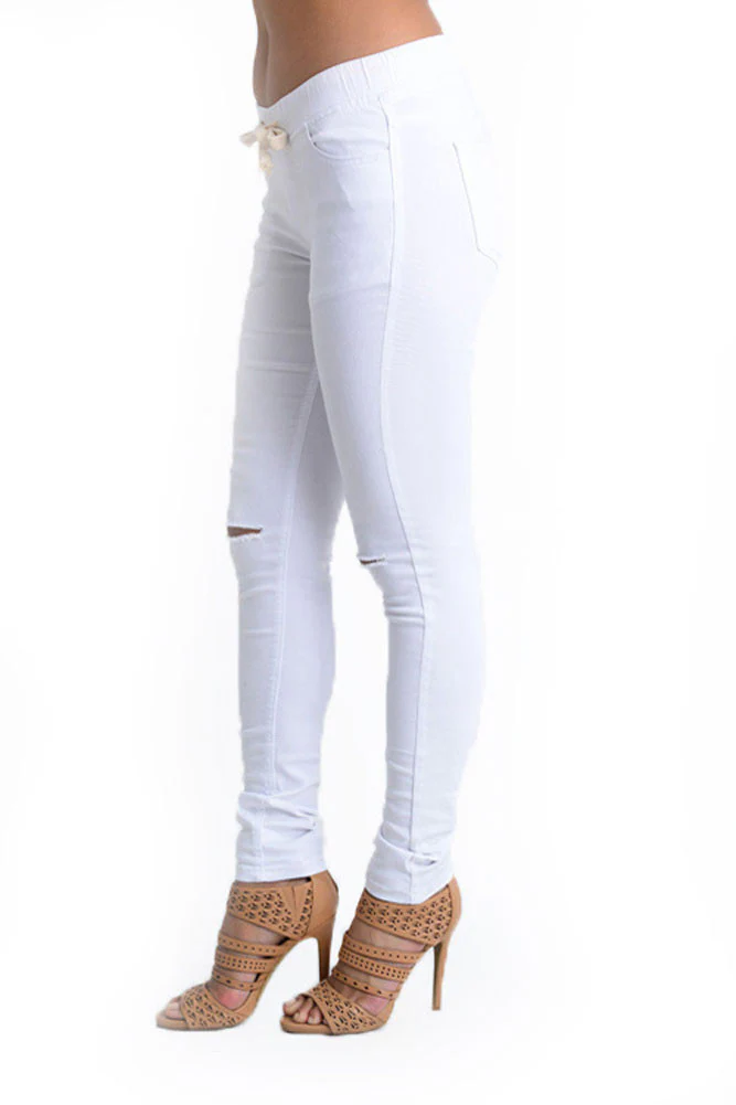 Women's Solid Ripped Skinny Jogger Pants - Image 28