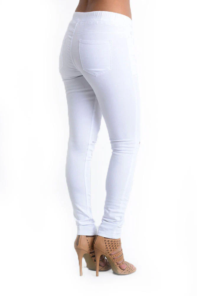 Women's Solid Ripped Skinny Jogger Pants - Image 30