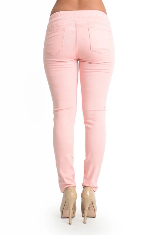 Women's Solid Ripped Skinny Jogger Pants - Image 4