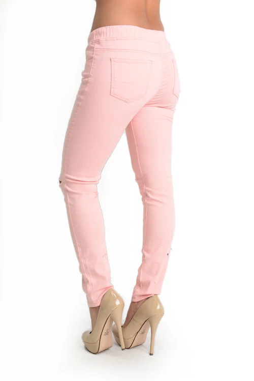 Women's Solid Ripped Skinny Jogger Pants - Image 5