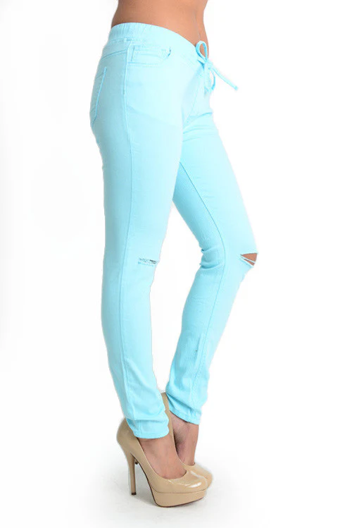 Women's Solid Ripped Skinny Jogger Pants - Image 6