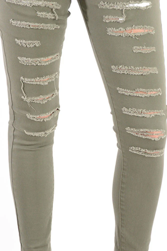 Women's Ripped Skinny Overalls - Image 12