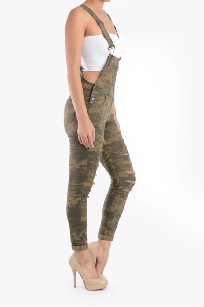 Women's Ripped Skinny Overalls - Image 3