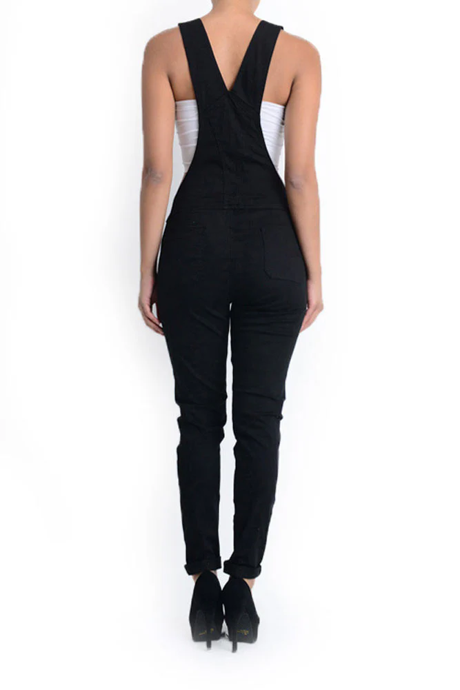 Women's Ripped Skinny Overalls - Image 7