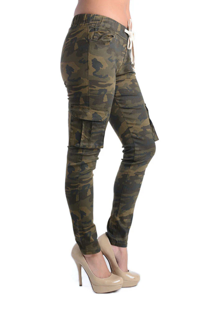 Women's Solid Skinny Cargo Jogger Pants - Image 10