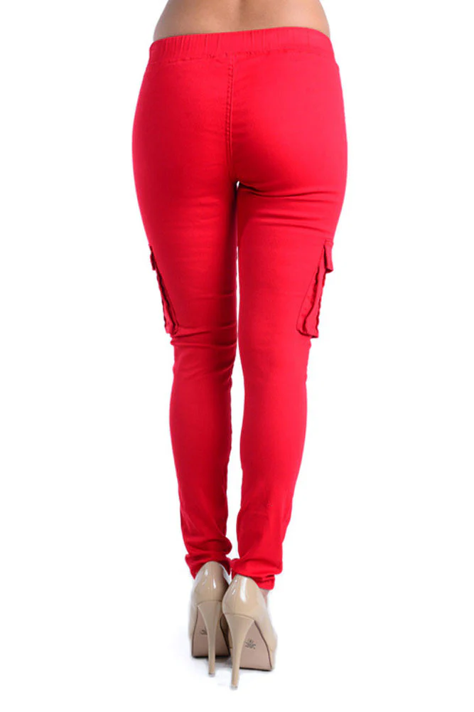 Women's Solid Skinny Cargo Jogger Pants - Image 19