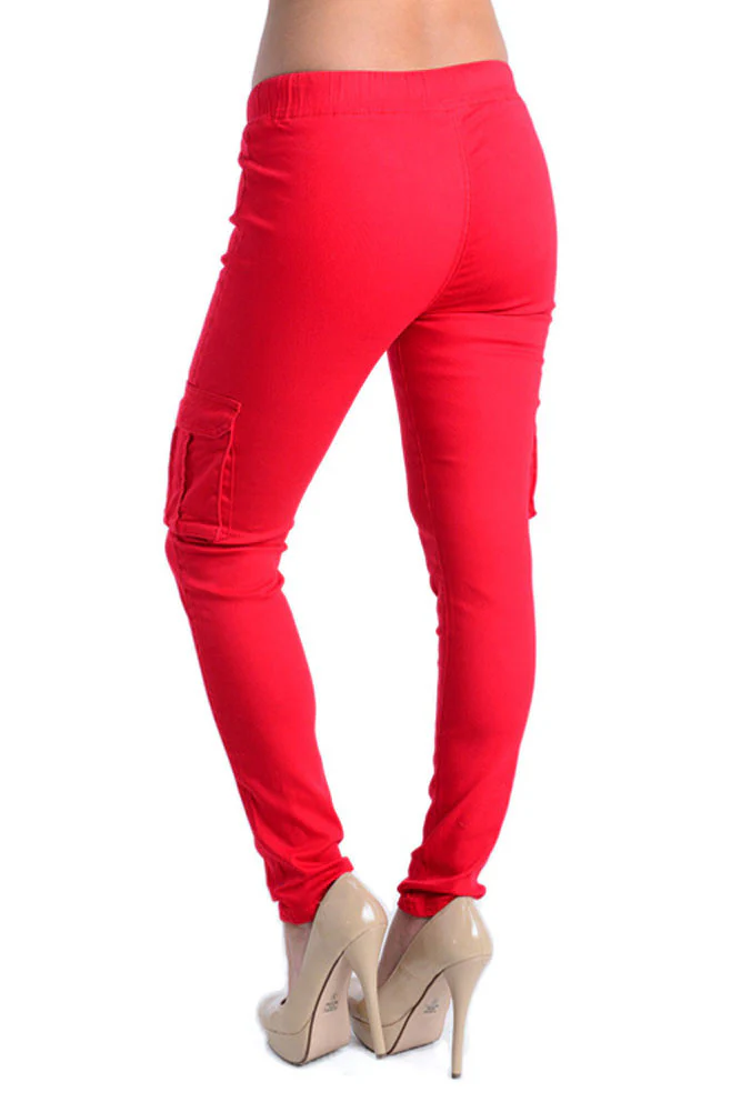 Women's Solid Skinny Cargo Jogger Pants - Image 20