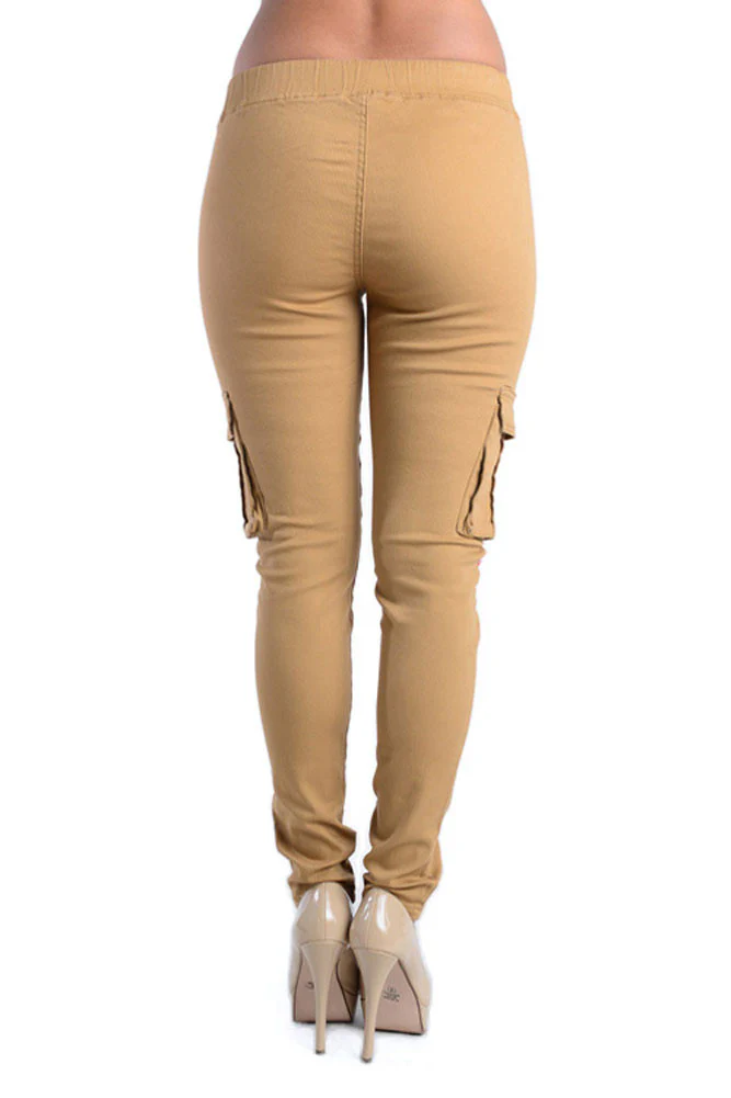 Women's Solid Skinny Cargo Jogger Pants - Image 23