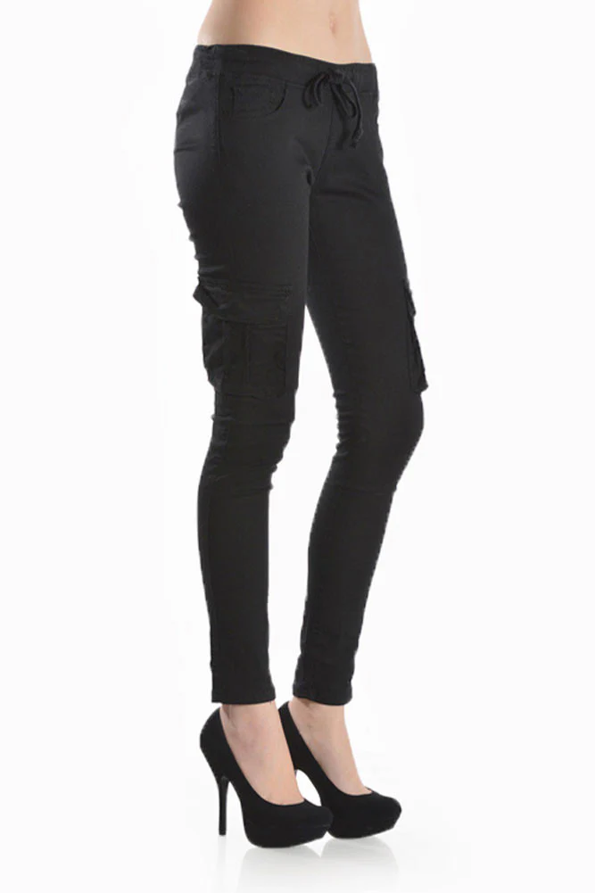 Women's Solid Skinny Cargo Jogger Pants - Image 6