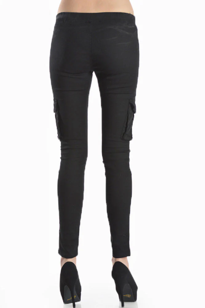 Women's Solid Skinny Cargo Jogger Pants - Image 7