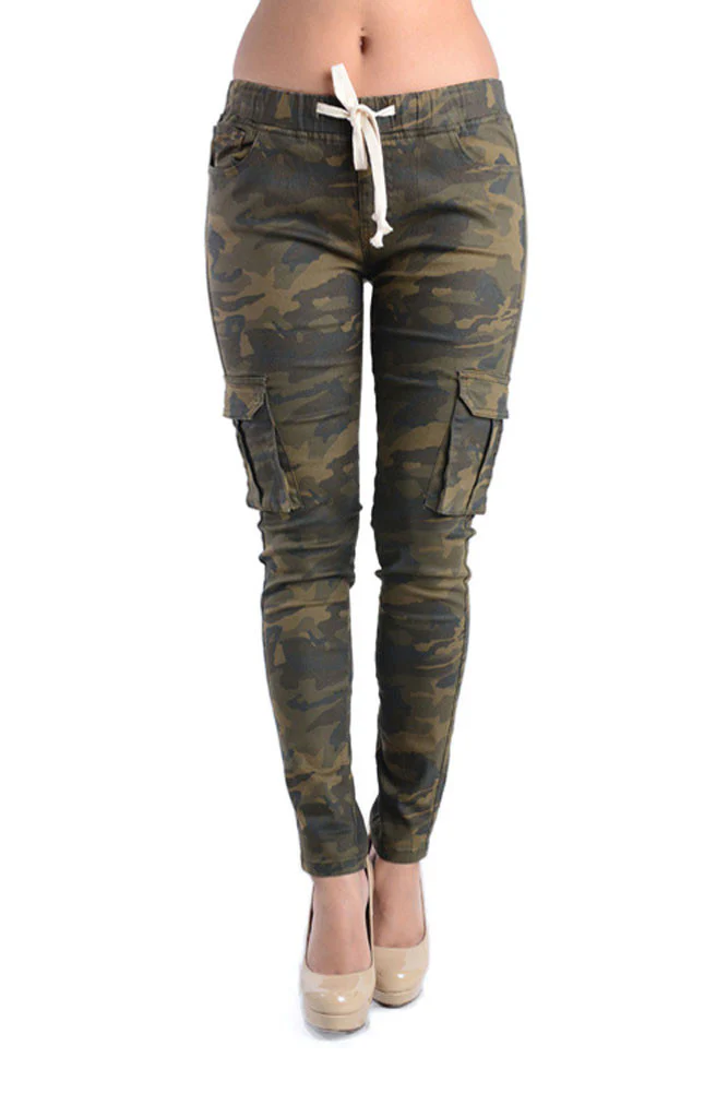 Women's Solid Skinny Cargo Jogger Pants - Image 8