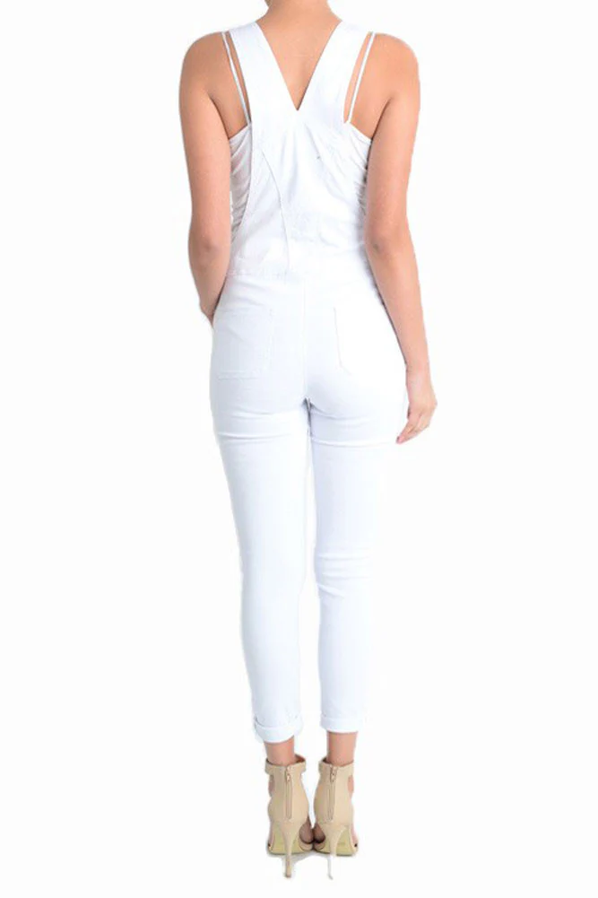 Women's Solid Skinny Overalls - Image 10