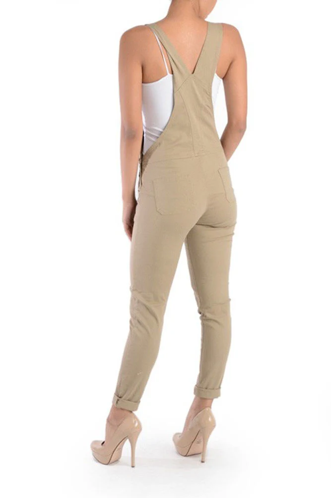 Women's Solid Skinny Overalls - Image 4