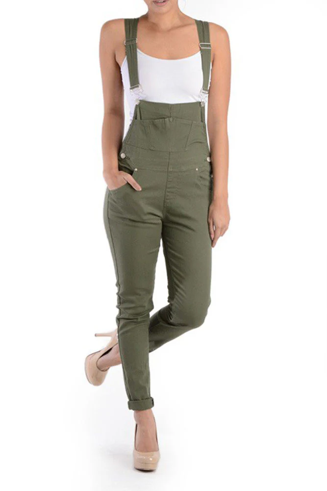 Women's Solid Skinny Overalls - Image 6