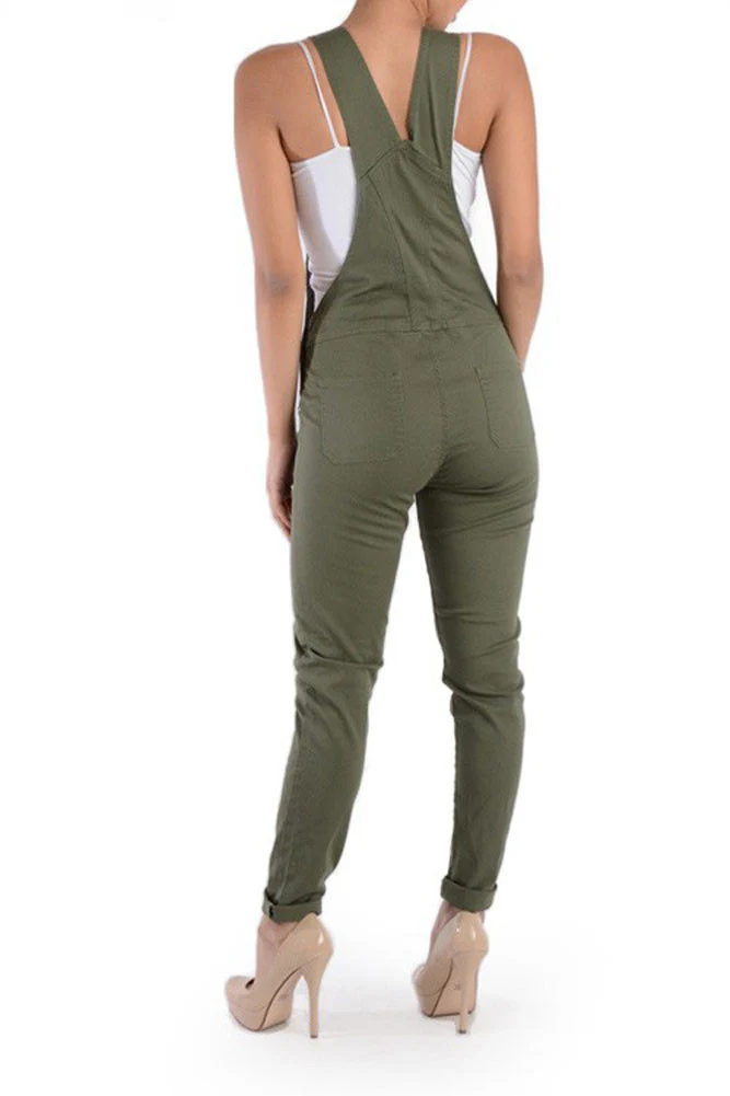 Women's Solid Skinny Overalls - Image 7