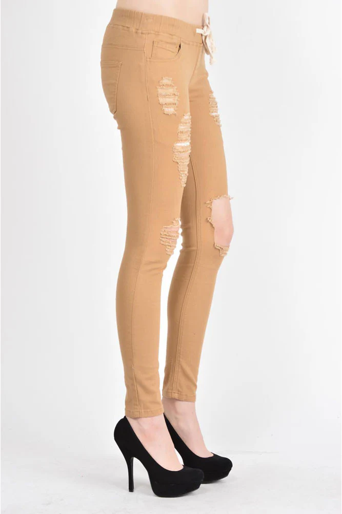 Women's Solid Torn Skinny Jogger Pants - Image 20