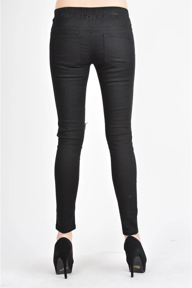 Women's Solid Torn Skinny Jogger Pants - Image 5