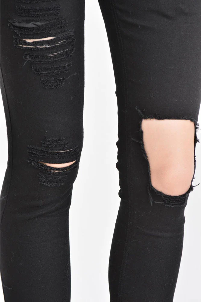 Women's Solid Torn Skinny Jogger Pants - Image 6