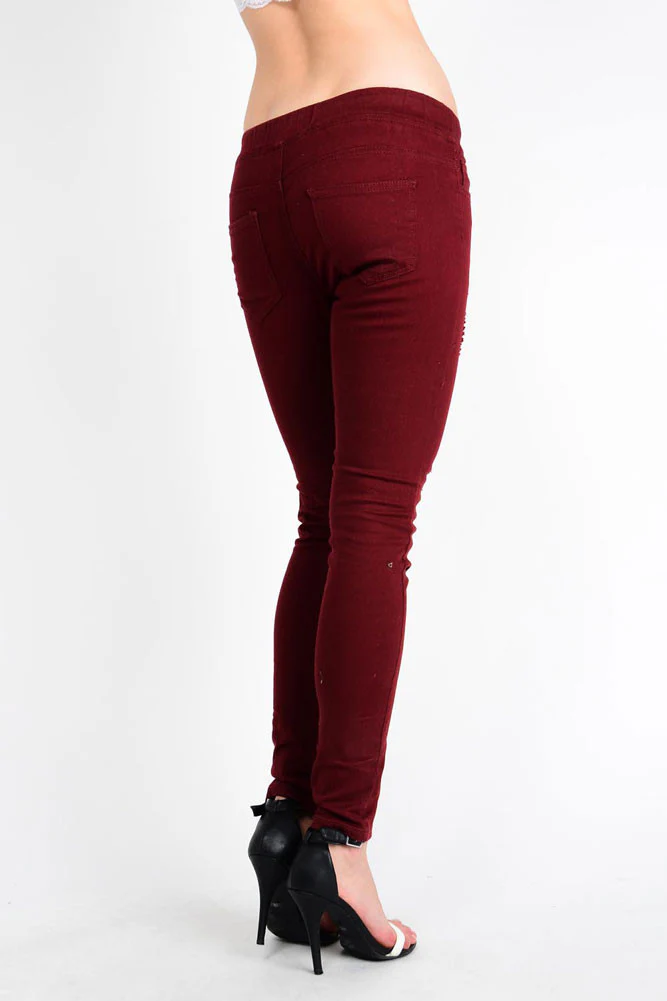 Women's Solid Torn Skinny Jogger Pants - Image 9