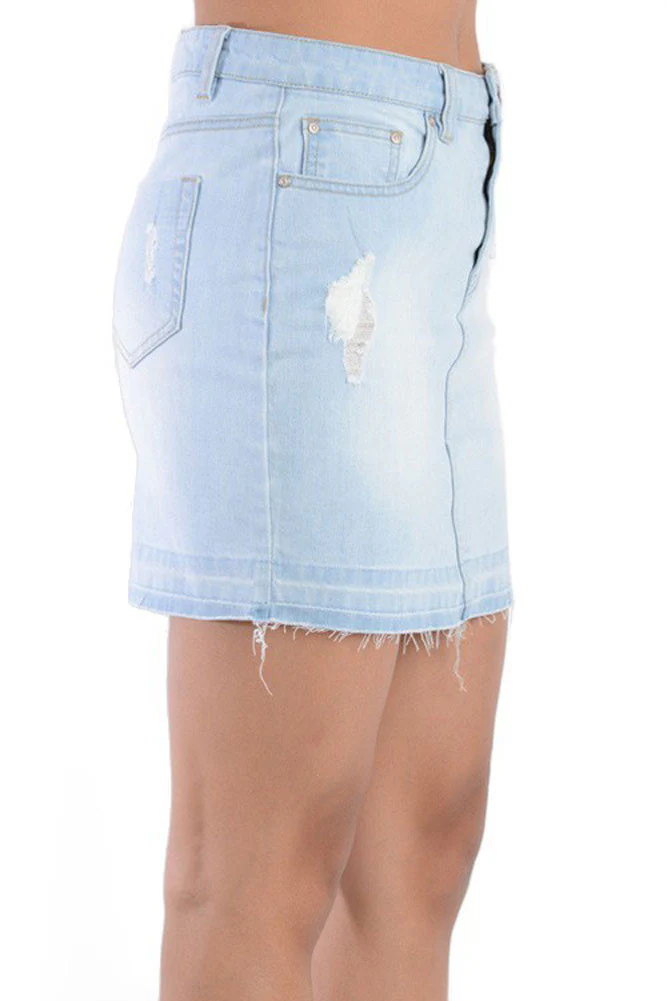 Women's Tattered Denim Skirt - Image 6