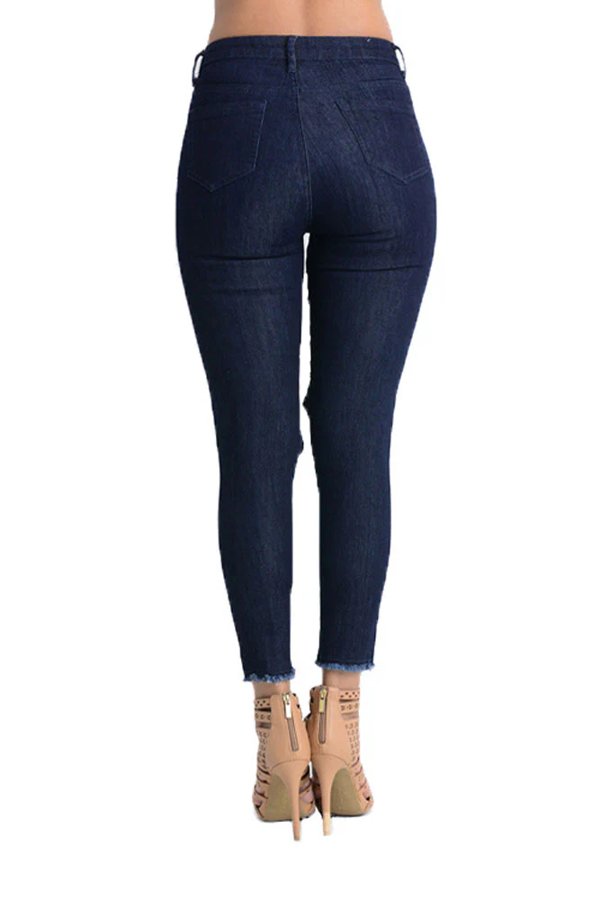Women's Torn and Frayed Skinny Fit Jeans - Image 7
